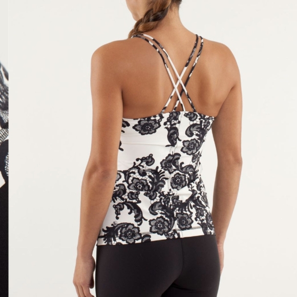 Lululemon Free To Be Tank Laceoflage Polar Cream Black - Picture 1 of 9